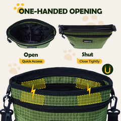AGPTEK Dog Training Treat Pouch magnetic clasp and zipper closure.