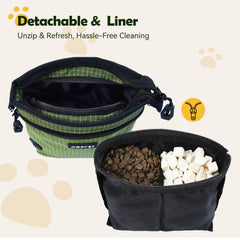 AGPTEK Dog Training Treat Pouch zip-out liner shown for cleaning.