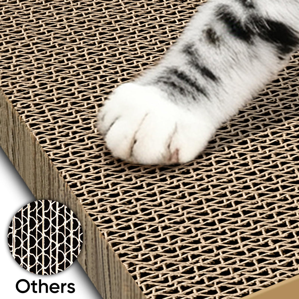 AGYM Cat Scratcher pad shown attached to a wall with double-sided tape.