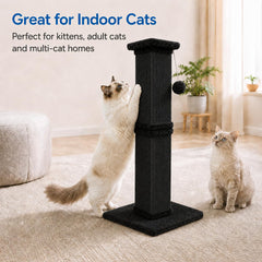AGYM cat scratching post in use by an indoor cat scratching the vertical surface.