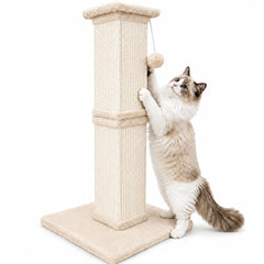 AGYM cat scratching post shown from the front with its vertical shape and beige finish.