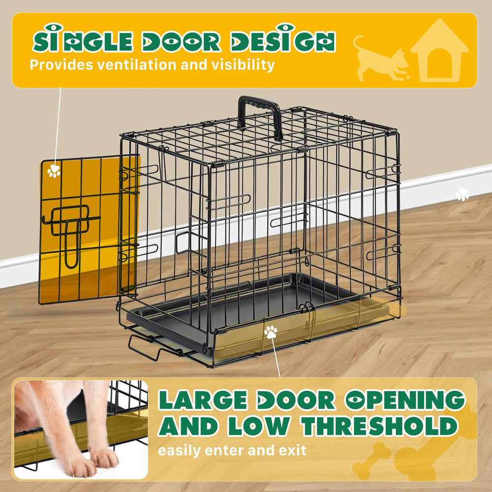 Aidoly small dog crate with its leak-proof ABS composite tray visible.