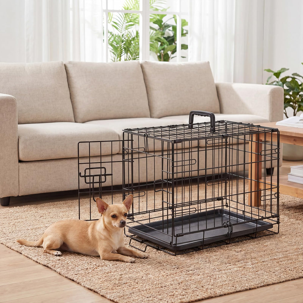 Aidoly small dog crate close-up showing thick metal mesh and rounded edges.