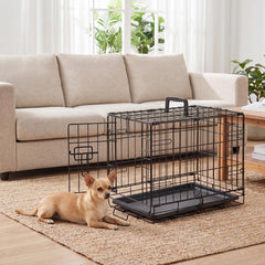 Aidoly small dog crate close-up showing thick metal mesh and rounded edges.