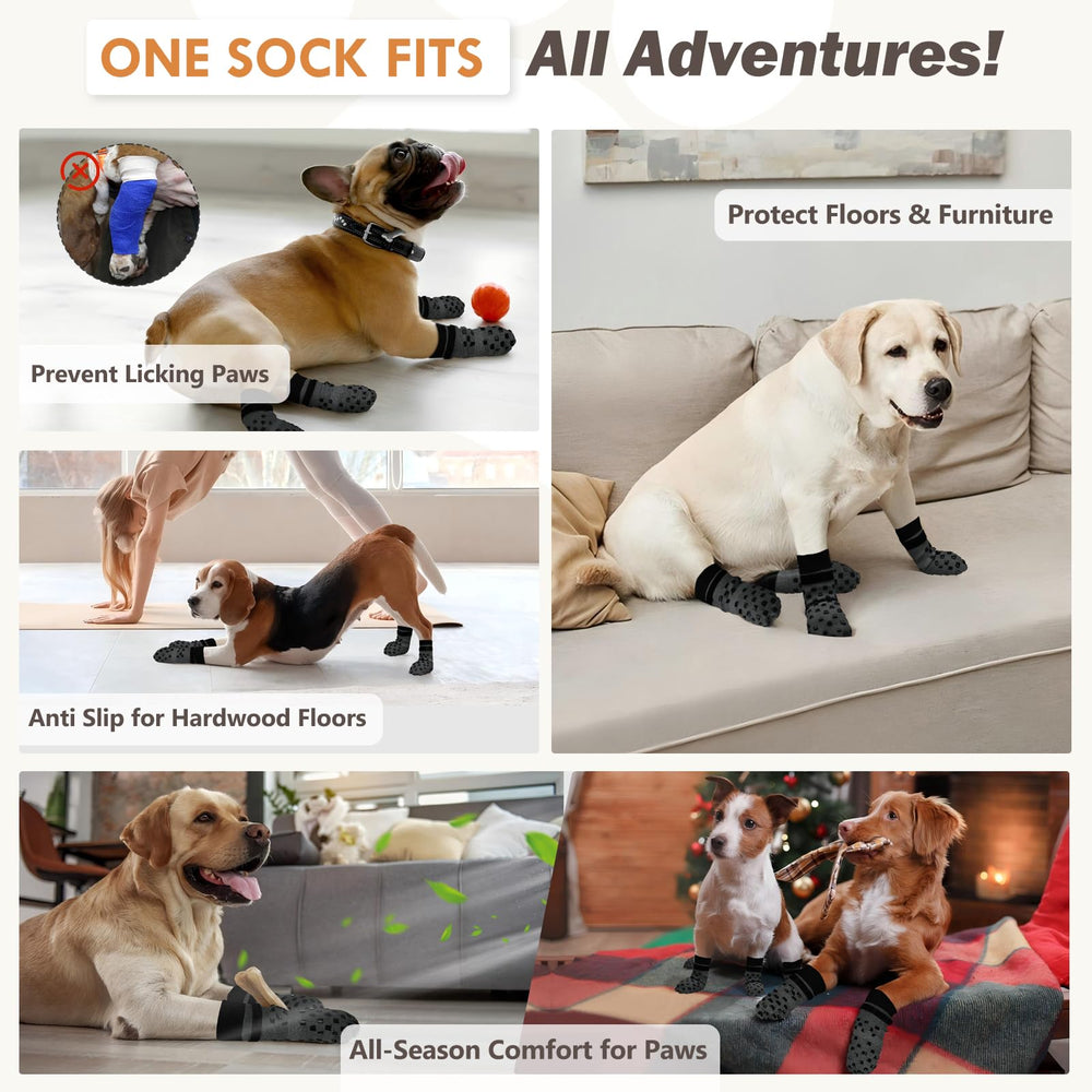 AIEDOULER dog socks highlighting the longer, wider elastic strap.