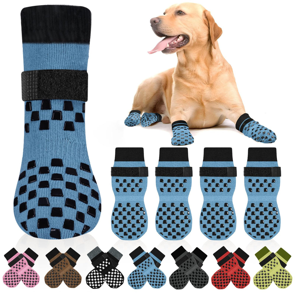 AIEDOULER dog socks shown from the front to display the paw-covering bootie design.