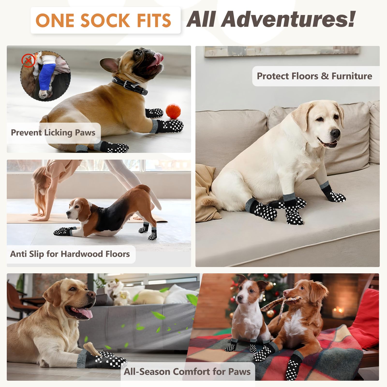 AIEDOULER dog socks shown covering a dog's paws.
