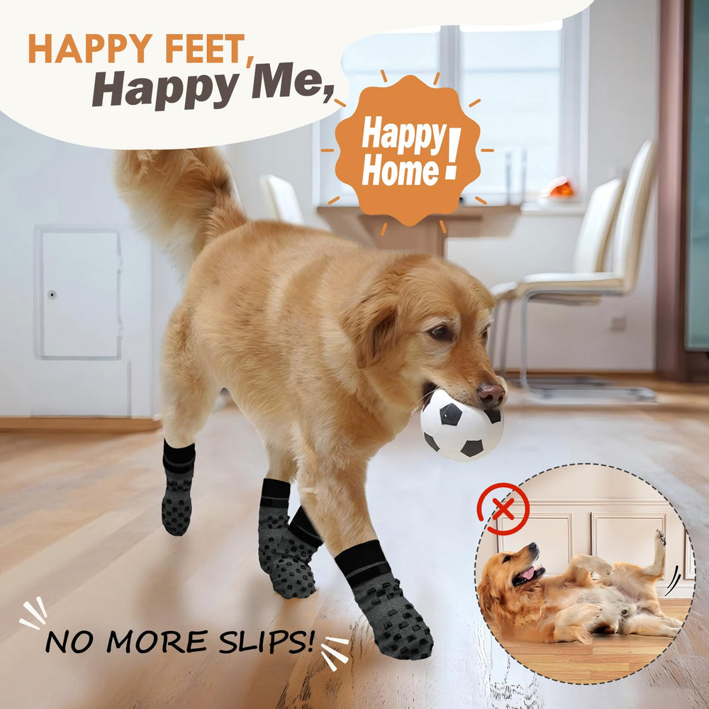 AIEDOULER dog socks covering a dog's paws from an alternate angle.