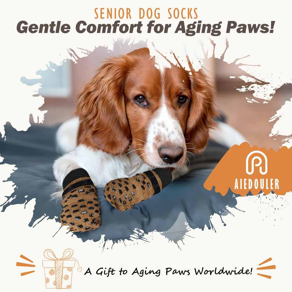 AIEDOULER dog socks shown covering a dog's paws.