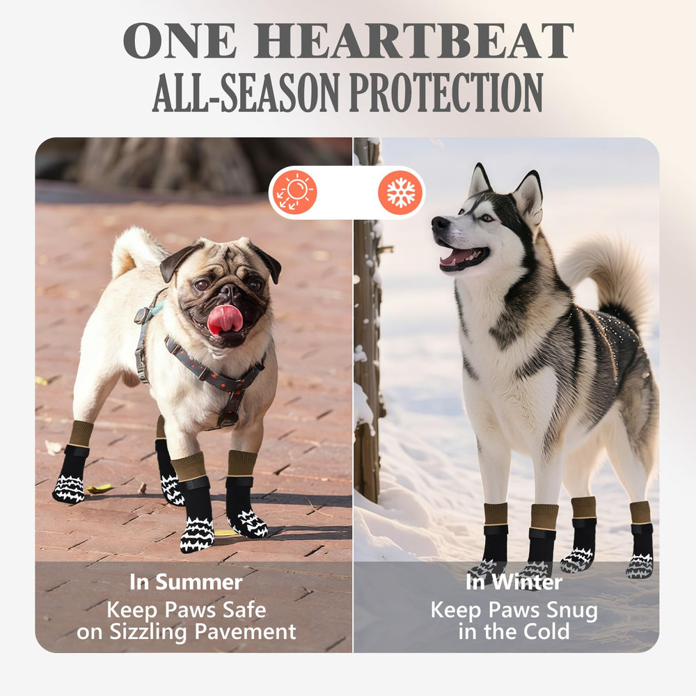 AIEDOULER dog socks shown as a protective layer for paws outdoors.