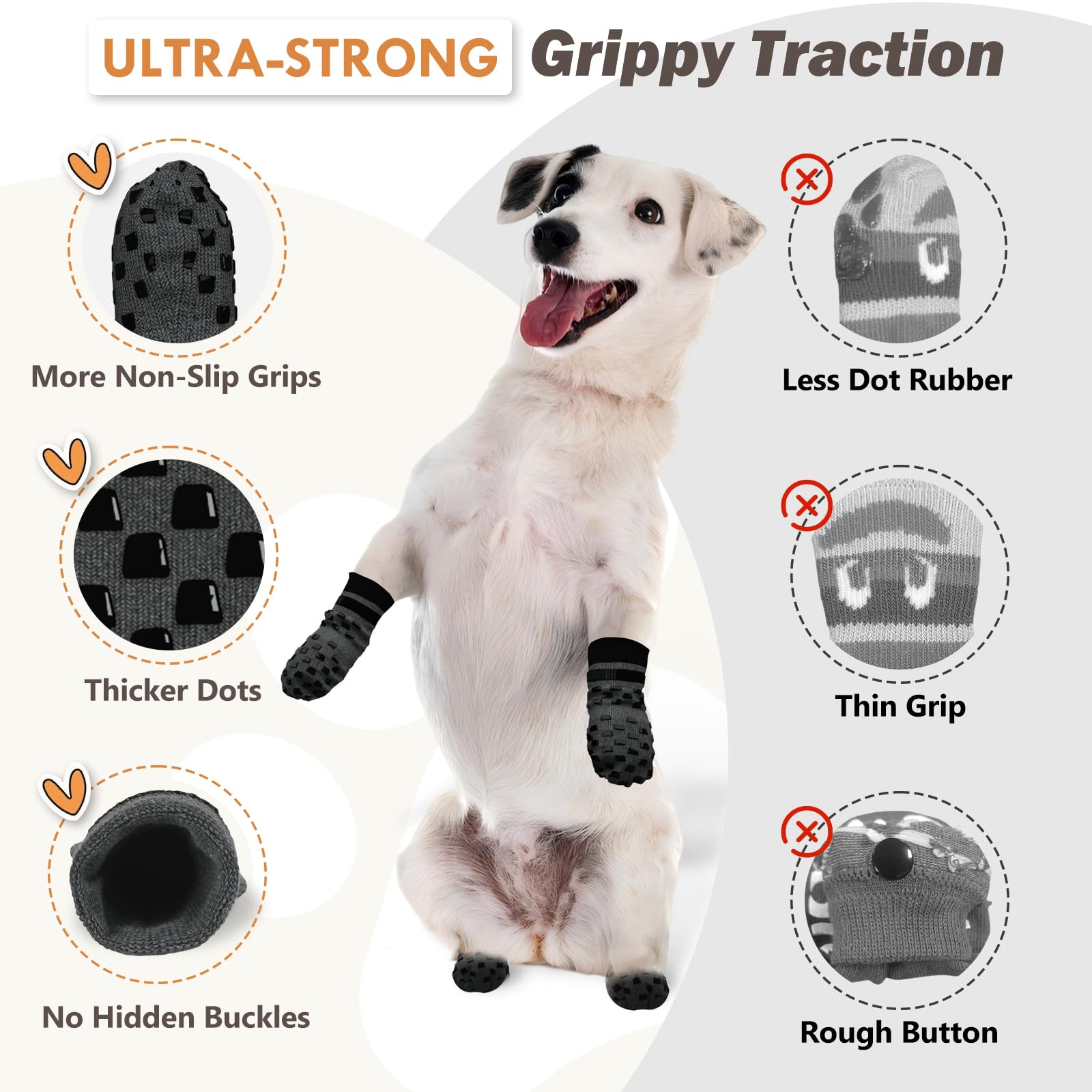 AIEDOULER dog socks showing the grip surface on the opposite side.