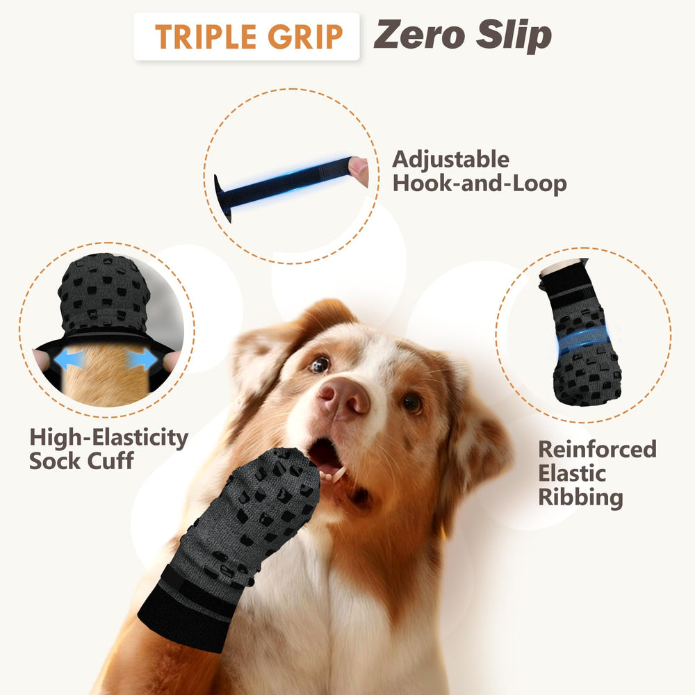 AIEDOULER dog socks with a close view of the thick rubber grip pattern.