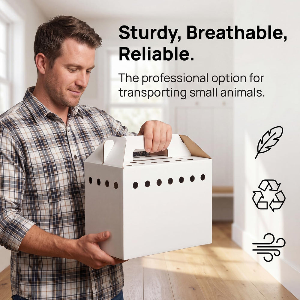 AiSmRu cardboard pet carrier box showing the built-in carry handle.