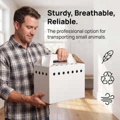 AiSmRu cardboard pet carrier box showing the built-in carry handle.