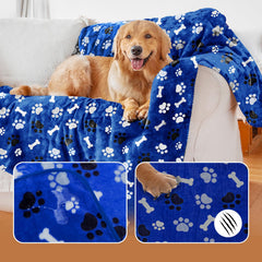 AIWEK dog blanket displaying its paw-and-bone pattern.