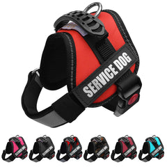 ALBCORP service dog vest harness shown from the front in red.