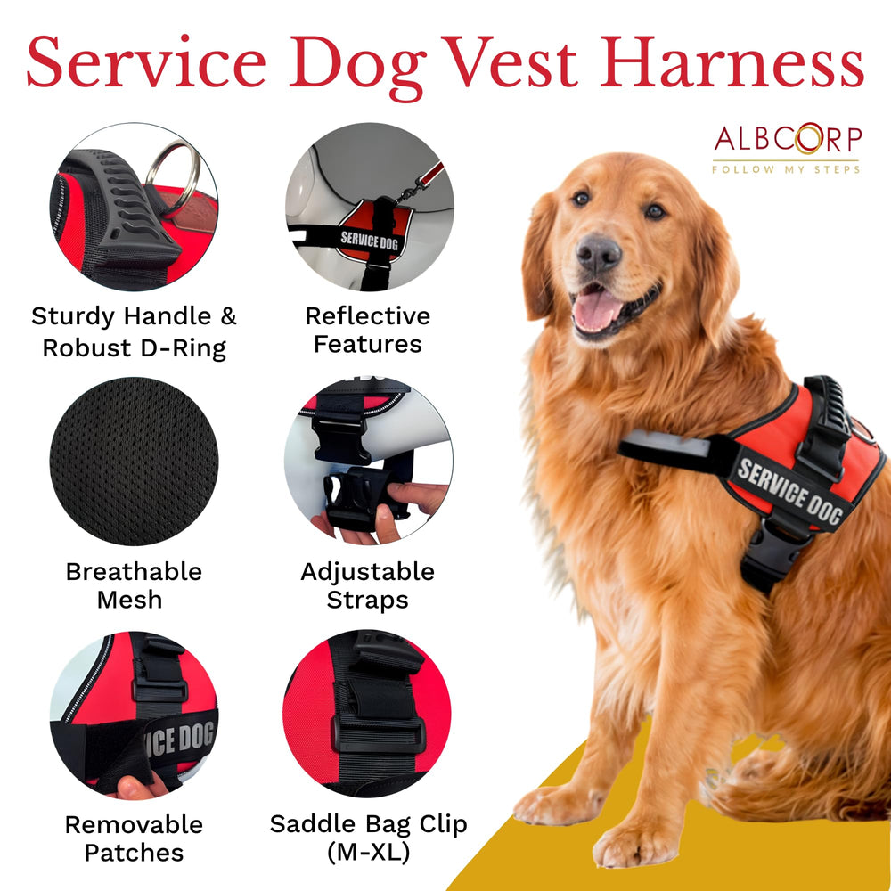 ALBCORP service dog vest harness with a close view of the padded top handle.