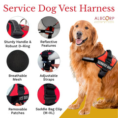 ALBCORP service dog vest harness with a close view of the padded top handle.