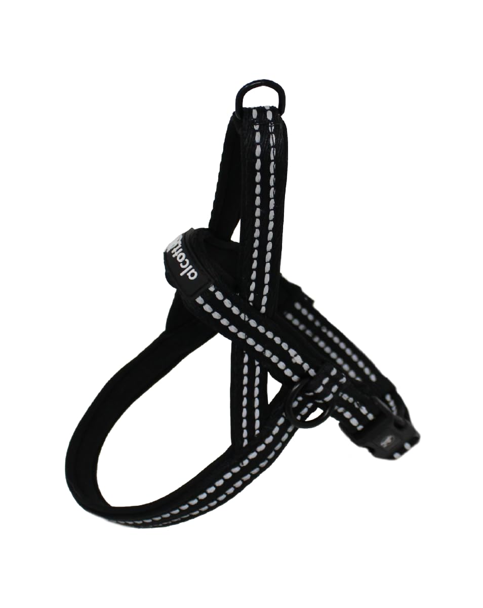 Alcott Norwegian Harness in black, shown from the front with its straps and chevron weave.