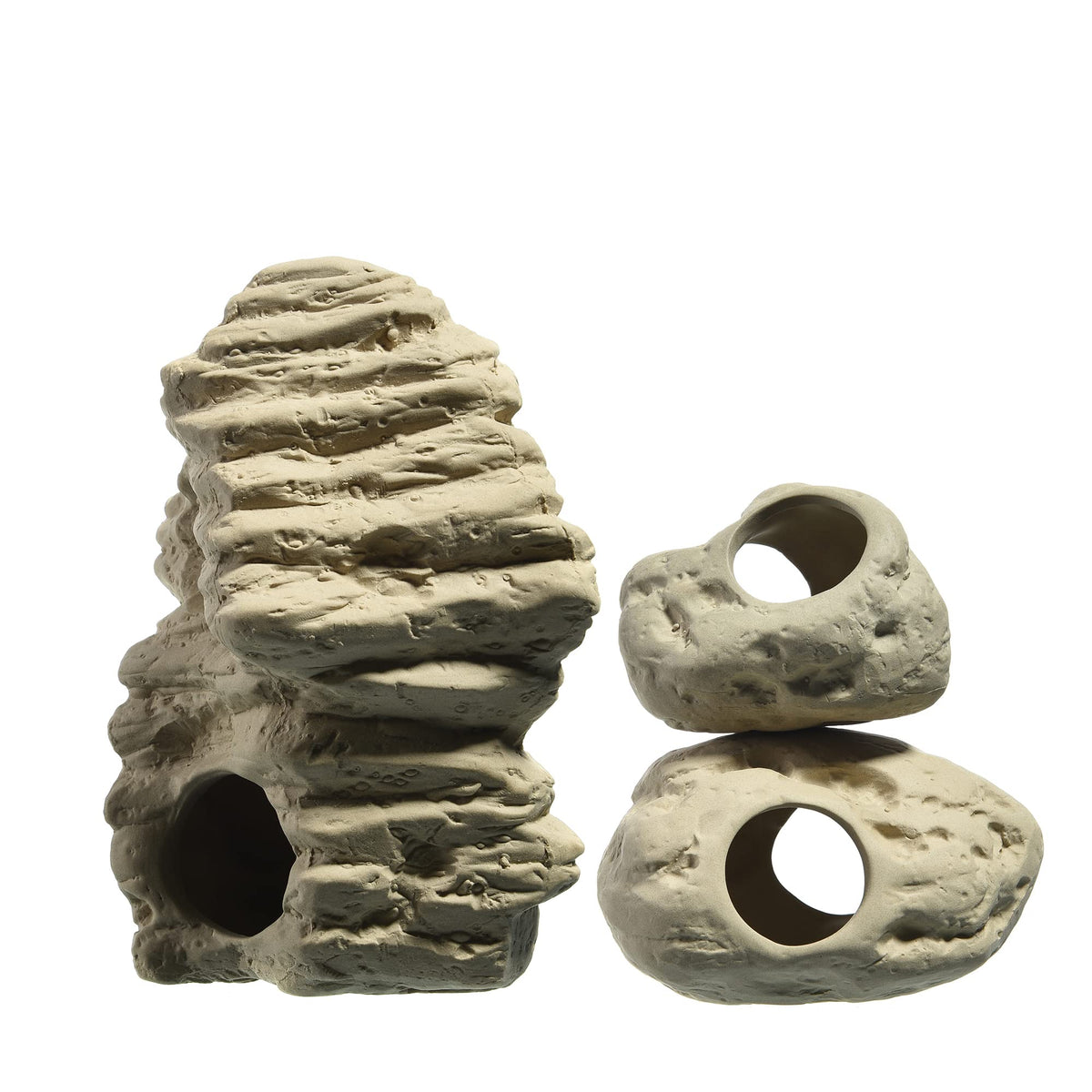 ALEGI Aquarium Rock Caves shown from the front with their cave-shaped form.