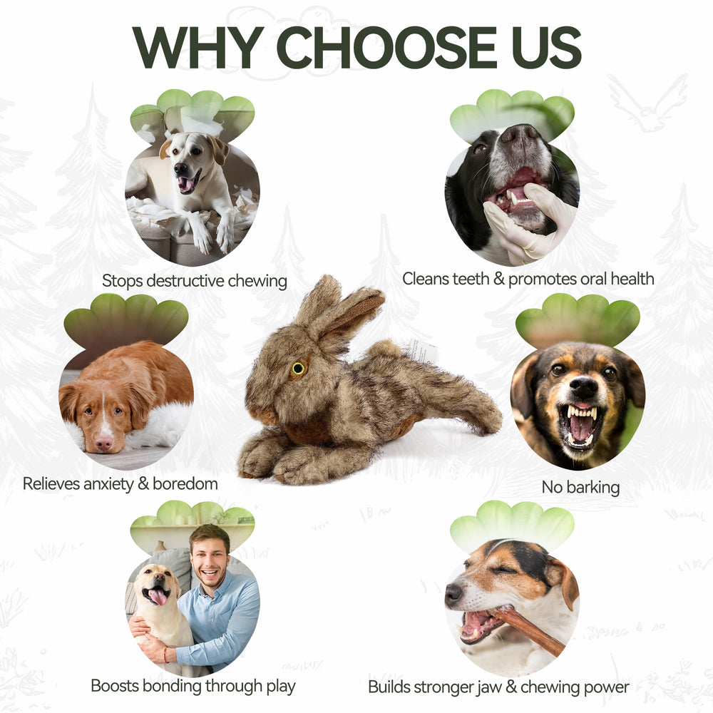 Close view highlighting the built-in squeaker feature of the ALL FOR PAWS Brown Rabbit Pet Plush Toy.