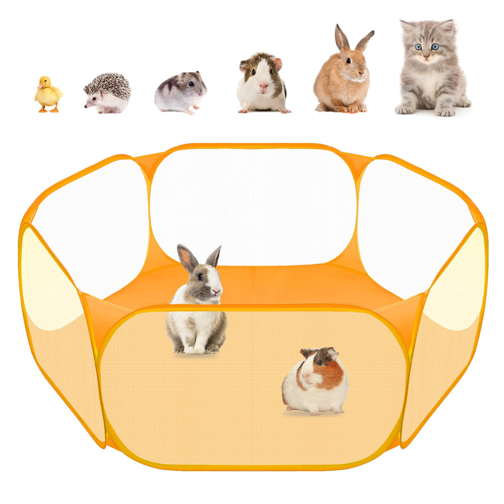 Amakunft small animal playpen shown fully opened with mesh sides.