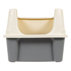 Amazon Basics cat litter box viewed from above to show its open top.