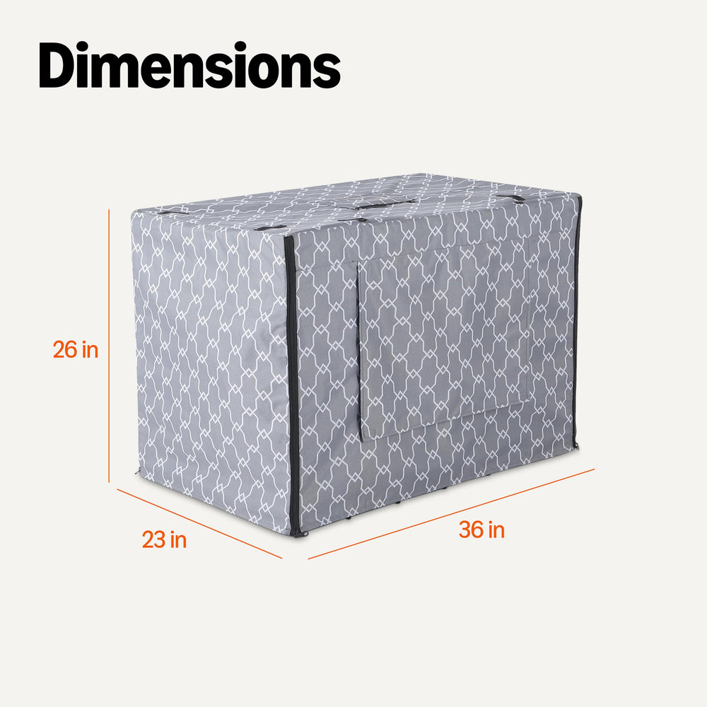 Amazon Basics dog crate cover shown from a side angle.