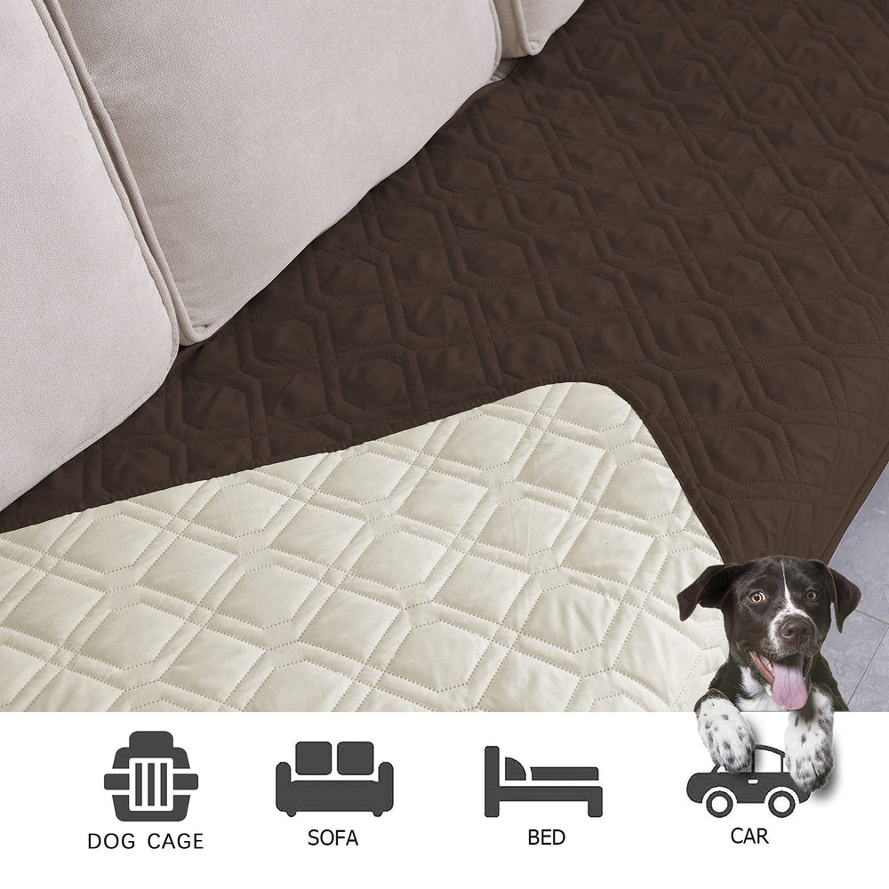 Ameritex waterproof dog blanket arranged over a bed.