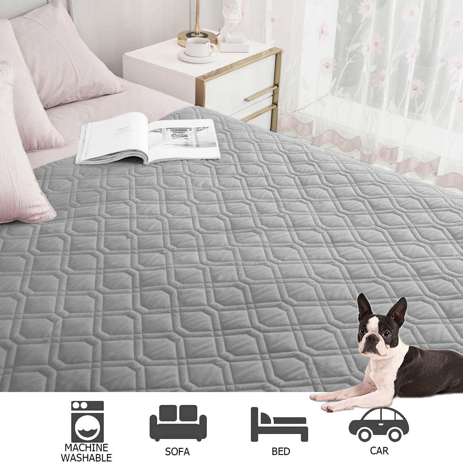 Ameritex waterproof blanket covering a bed.