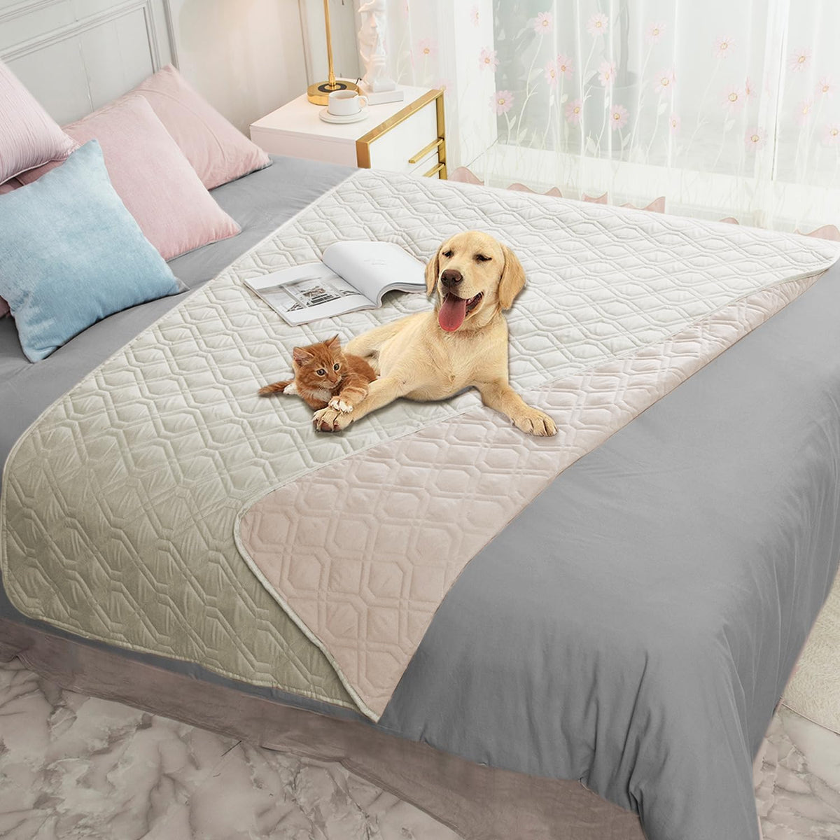 Ameritex waterproof dog bed cover shown from the front.