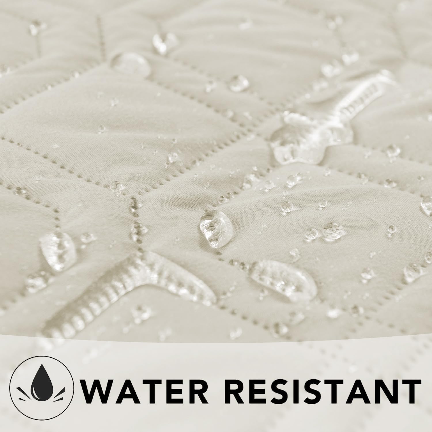 Ameritex waterproof dog bed cover with a close-up of its internal TPU coating.