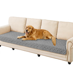Ameritex waterproof pet bed cover shown from the front in light grey.