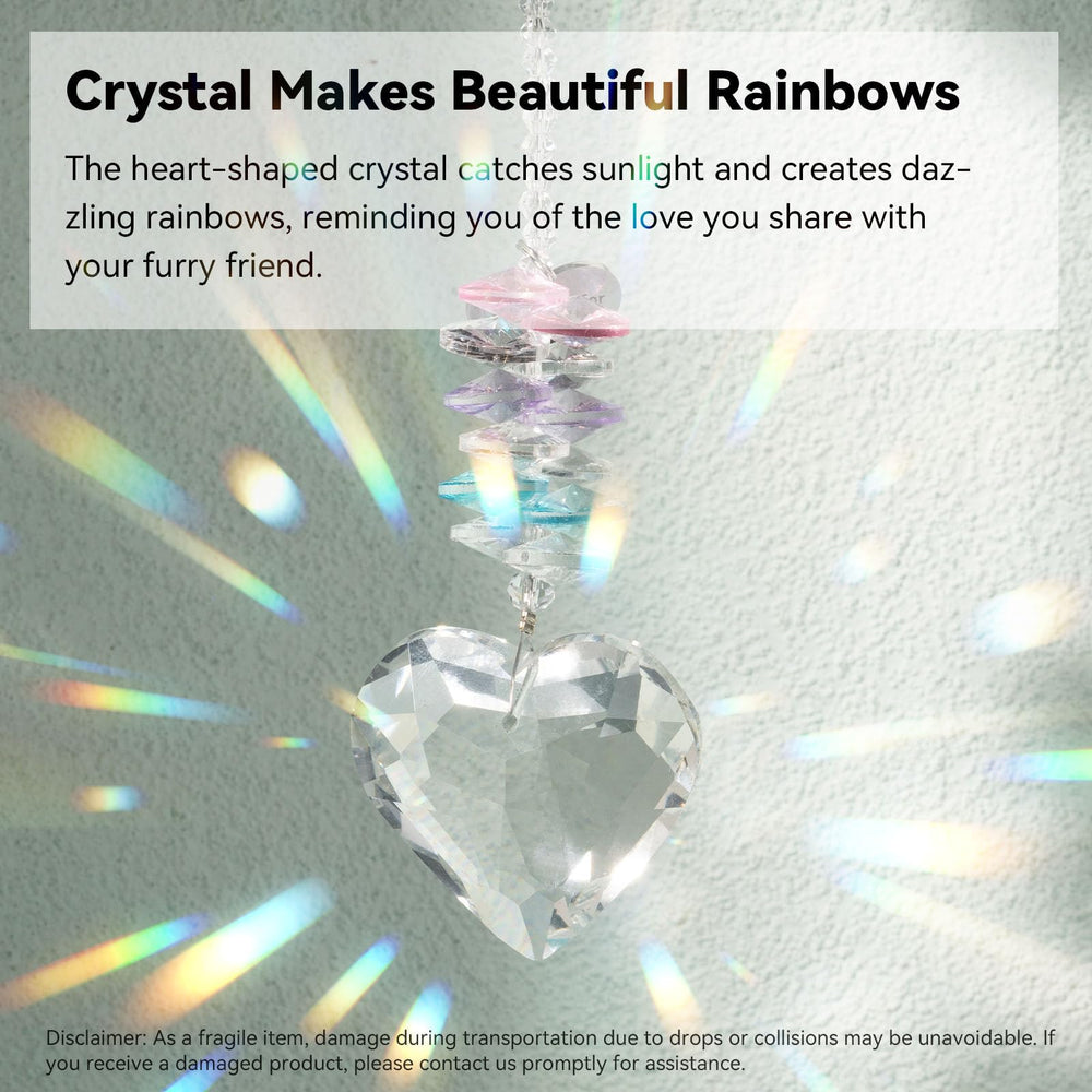 AMETHUARTZ pet memorial suncatcher with diamond-shaped crystals arranged at the crown.