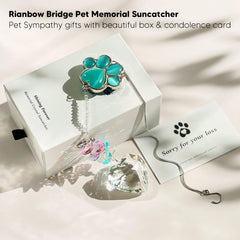 AMETHUARTZ pet memorial suncatcher close-up showing the cat’s-eye stone paw charm.