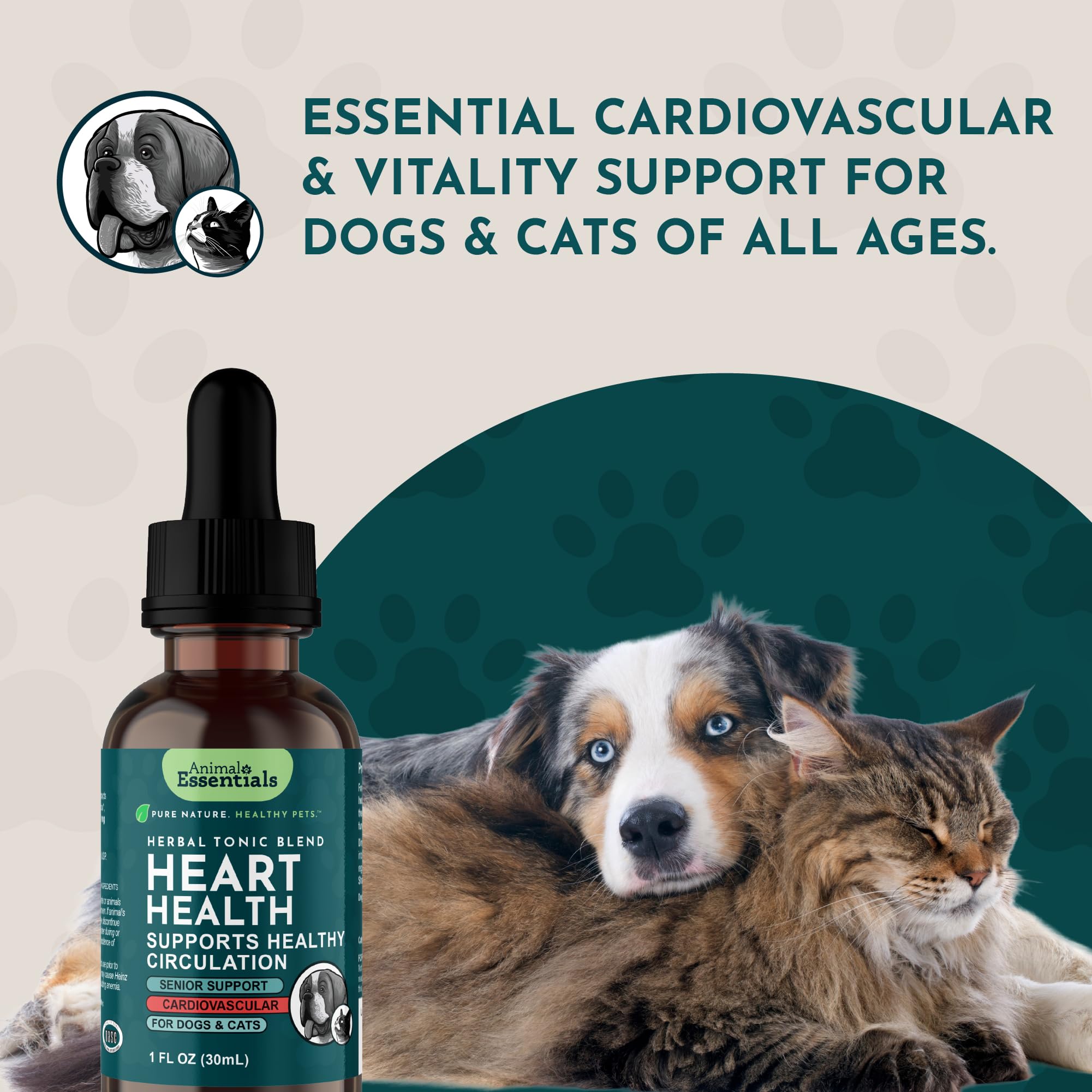 Animal Essentials Heart Health shown added to food for a pet.