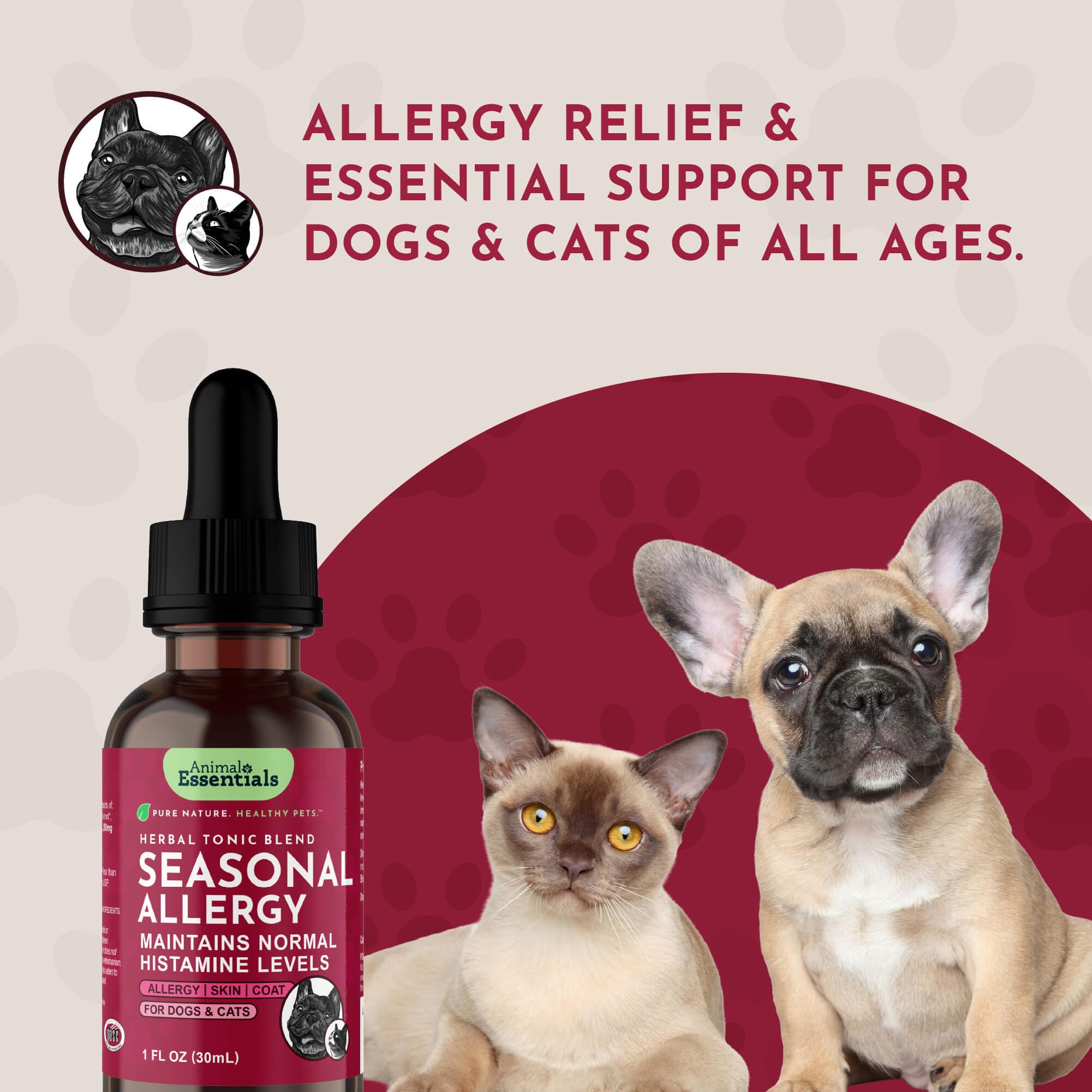Animal Essentials Seasonal Allergy Treatment shown being given to a cat.