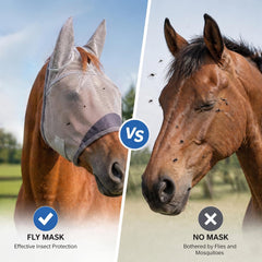 Animal-Gifts horse fly mask showing its ear coverage.