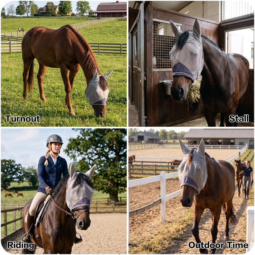 Animal-Gifts horse fly mask in its gray color.
