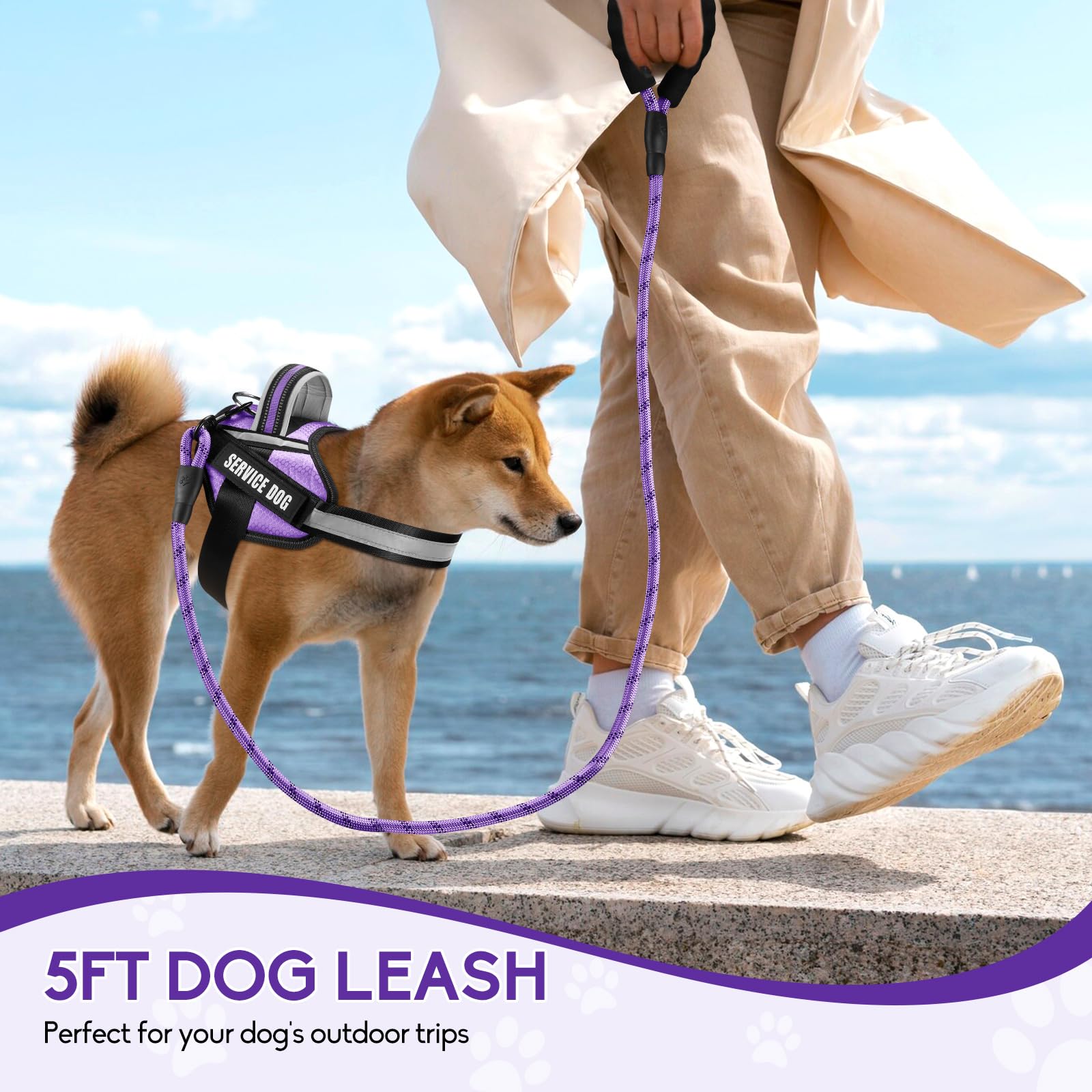 Animire service dog harness patches showing bright identification messages.