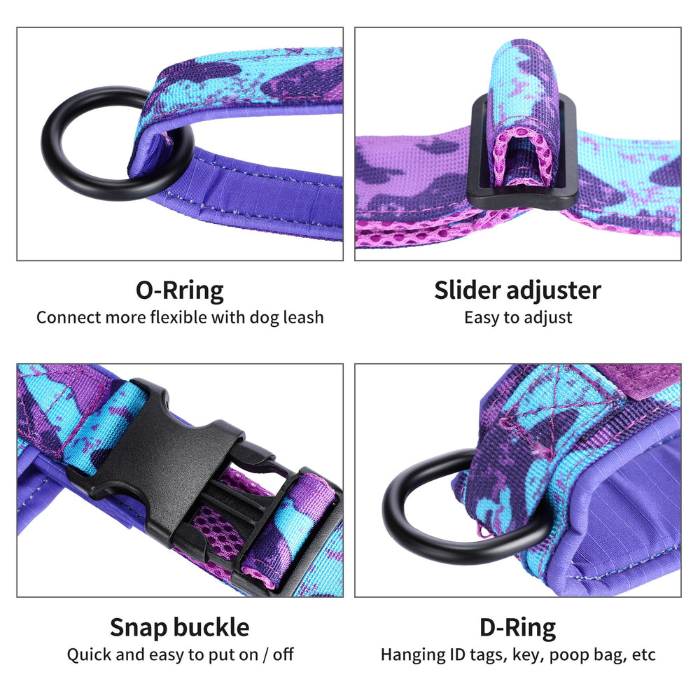 Annchwool dog harness detail highlighting the front clip.