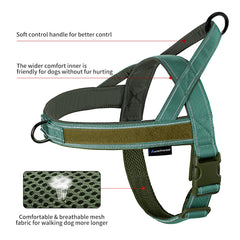 Annchwool dog harness detail of the O-ring and D-ring.