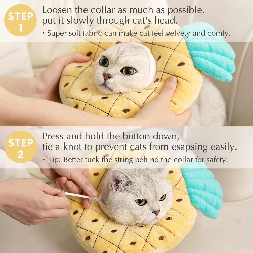 ANWA cat cone collar shown resting in its soft, pillow-like shape.