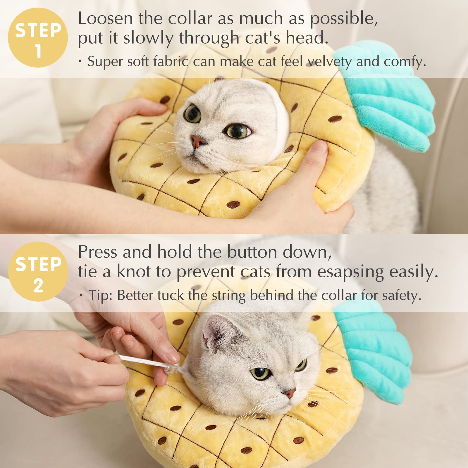ANWA cat cone collar shown supporting a cat’s head while resting.