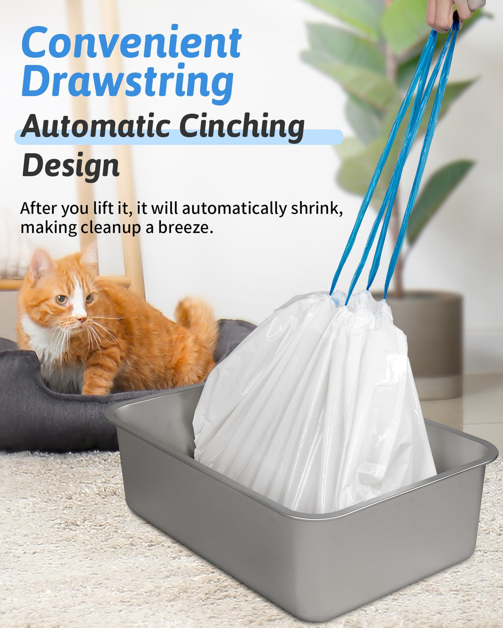 ANWA cat litter box liner drawstring shown in a close-up.