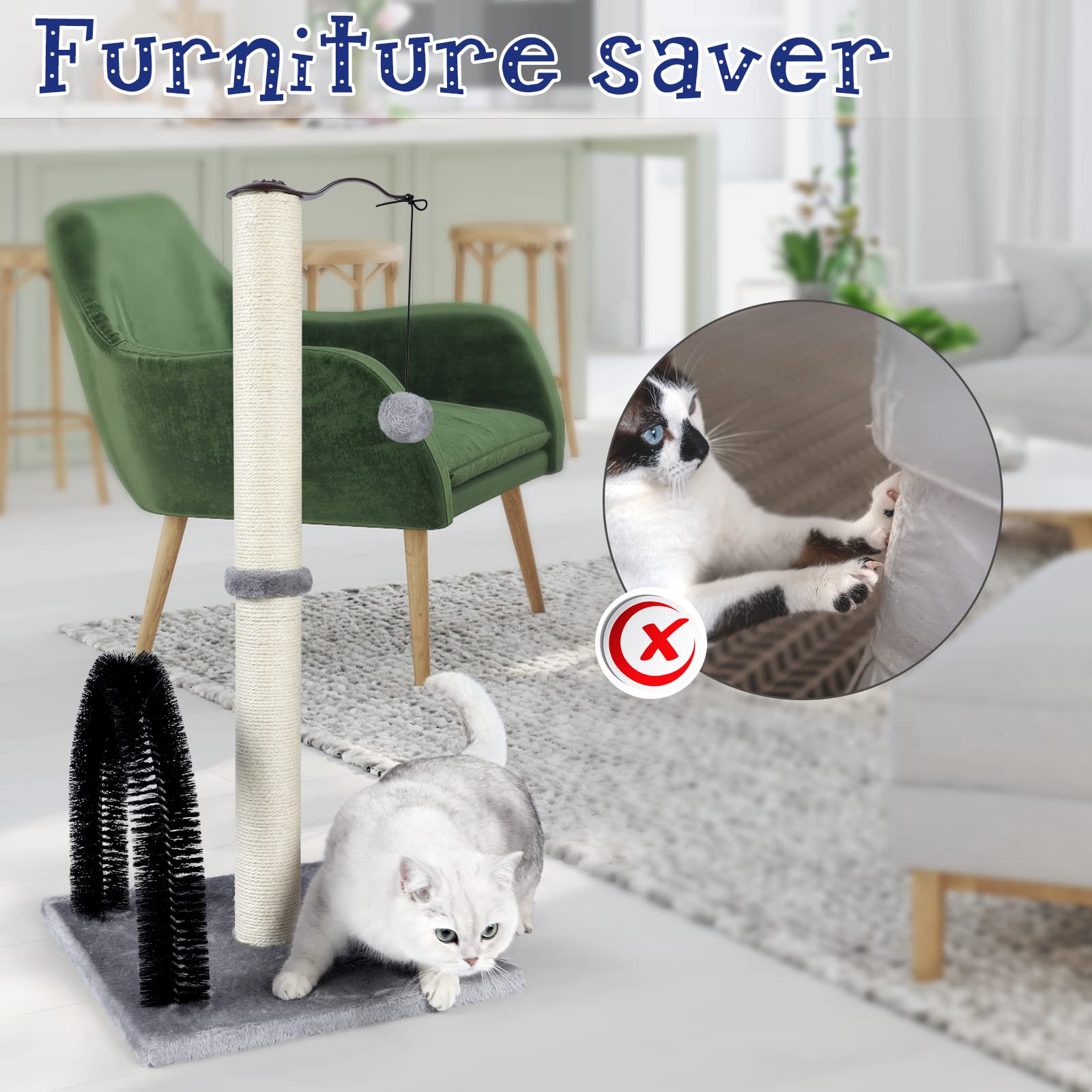ANWA cat scratching post in the taller configuration for adult cats to stretch and scratch.