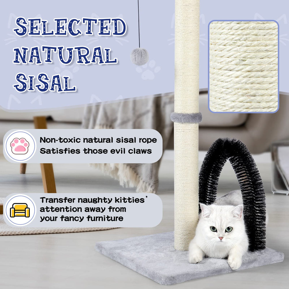 ANWA cat scratching post base showing its flannel cover and reinforced construction.
