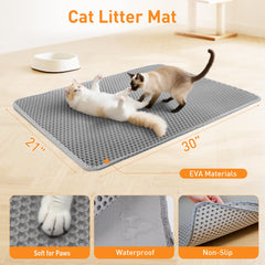Anywish Cat Litter Mat close-up showing the double-layer honeycomb surface.
