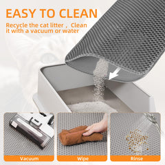 Anywish Cat Litter Mat detail showing the openable edge for emptying collected litter.