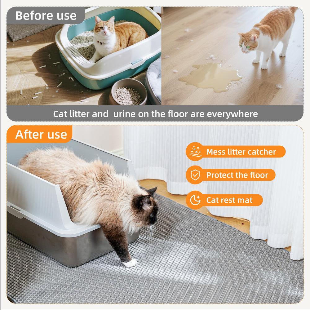 Anywish Cat Litter Mat positioned around a litter box to catch scattered litter.